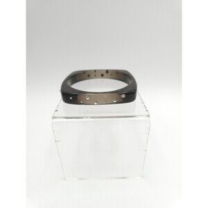 Vintage Square Bangle Bracelet Rhinestones Acrylic Translucent Black